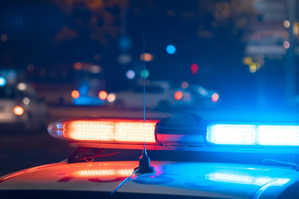 Police Lights At Night in Bali