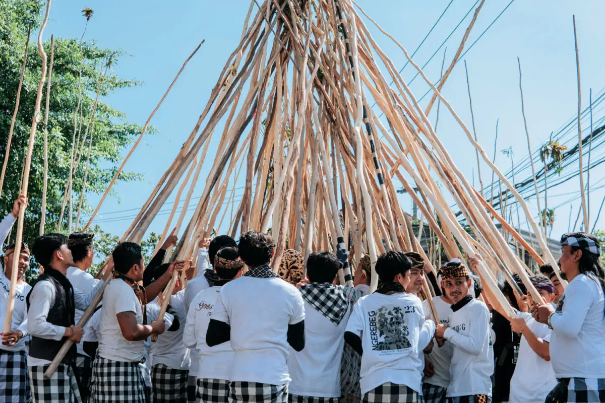 Mekotek in Munggu Village in Bali