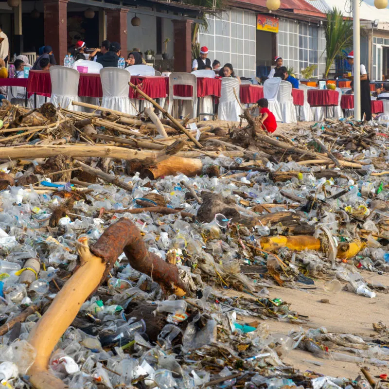 Trash on Jimbaran Beach in Bali