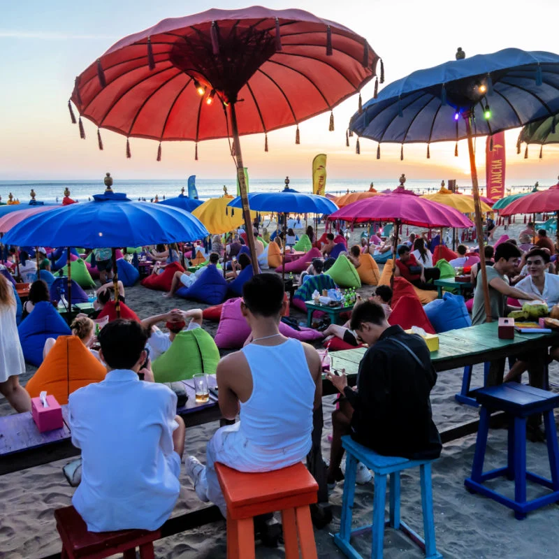 View of Busy Seminyak Beach in Bali