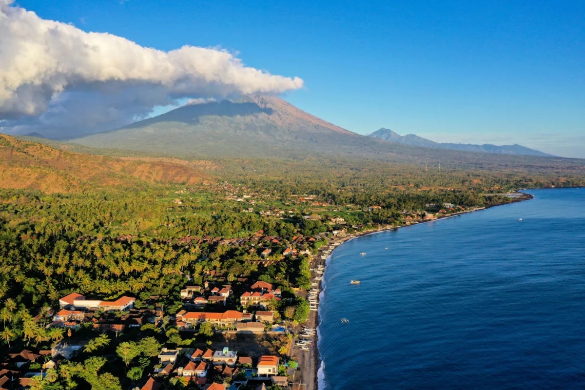 View of Mount Agung from Amed Bali