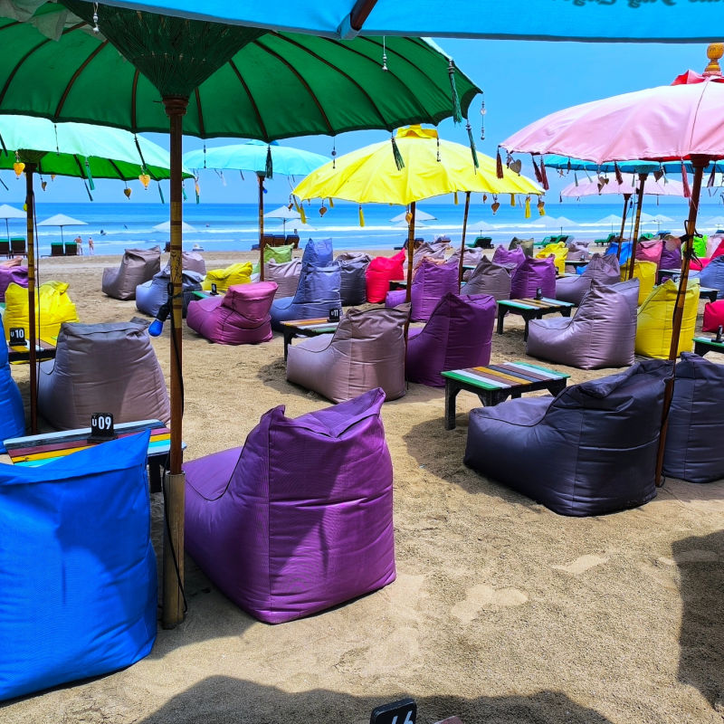 View of Bean Bags On Bali Seminyak Beach