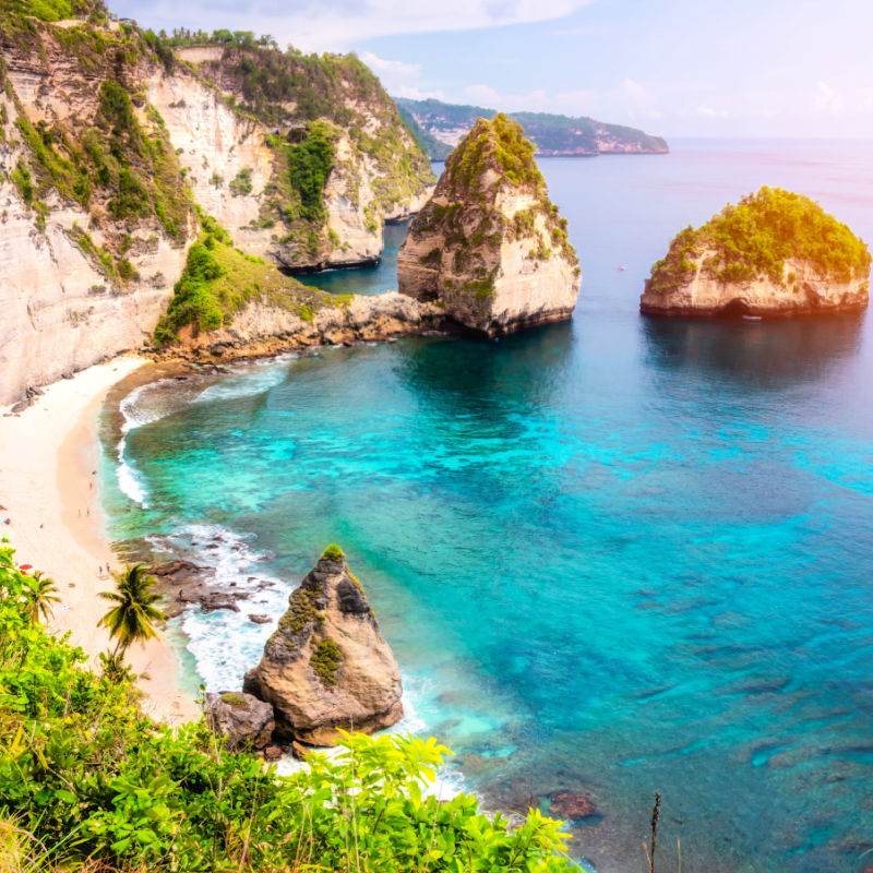 View of Diamond Beach in Nusa Penida Bali