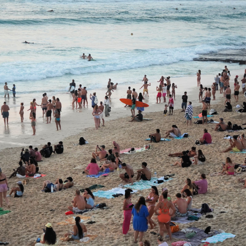 Busy Dreamland Beach in Uluwatu Bali