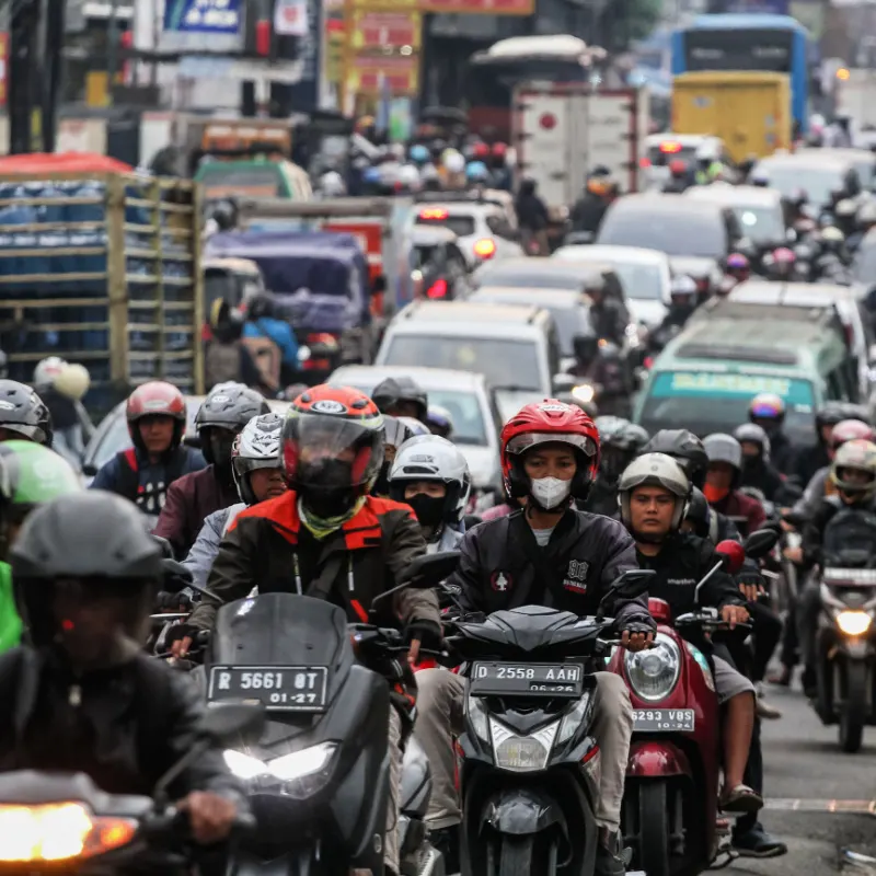 Busy Traffic on Roads In Bali