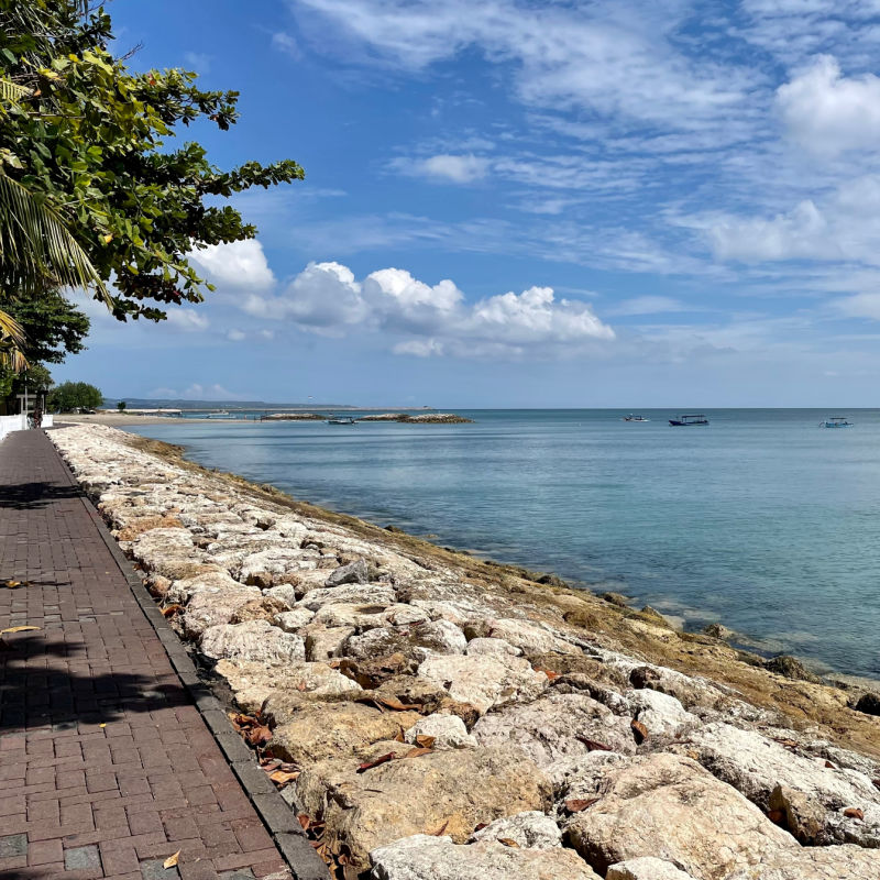Kuta Beach Pavement Side Walk Coastal Conservation Bali