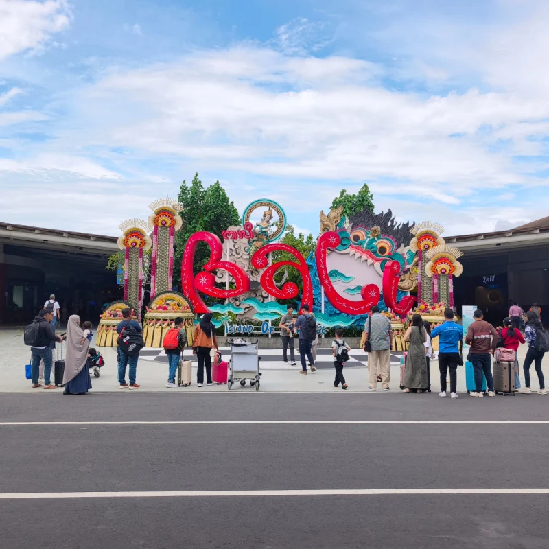 View of Bali Airport Sign at Domestic Airport
