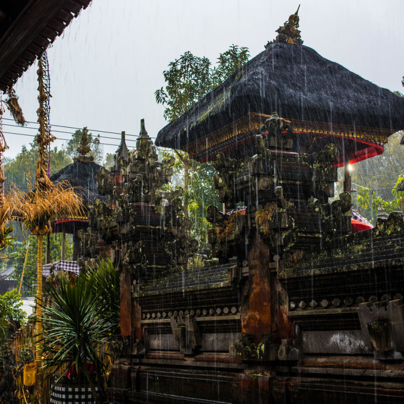 Rain at Temple in Bali