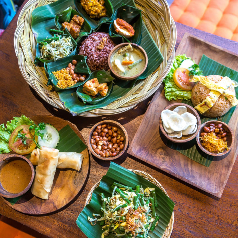 View of Balinese Food on Table