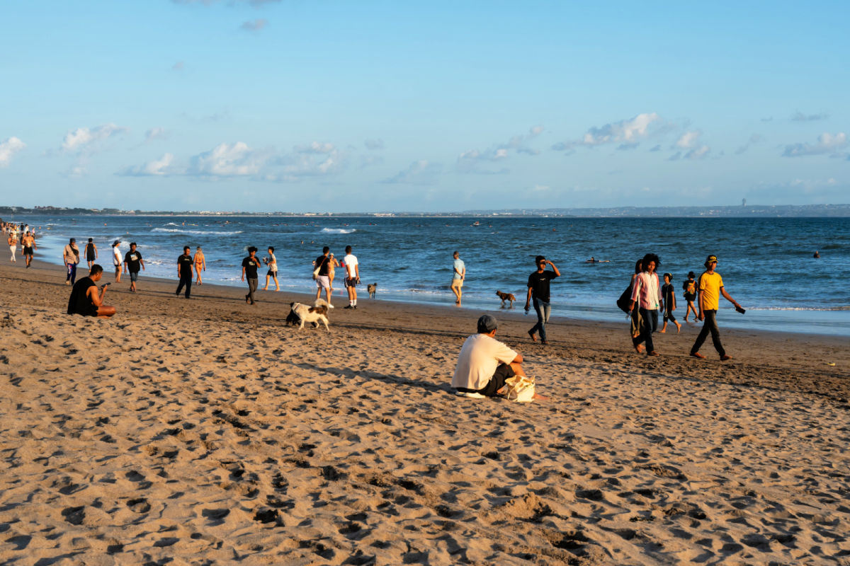 View of Tourists on Canggu Beach in Bali