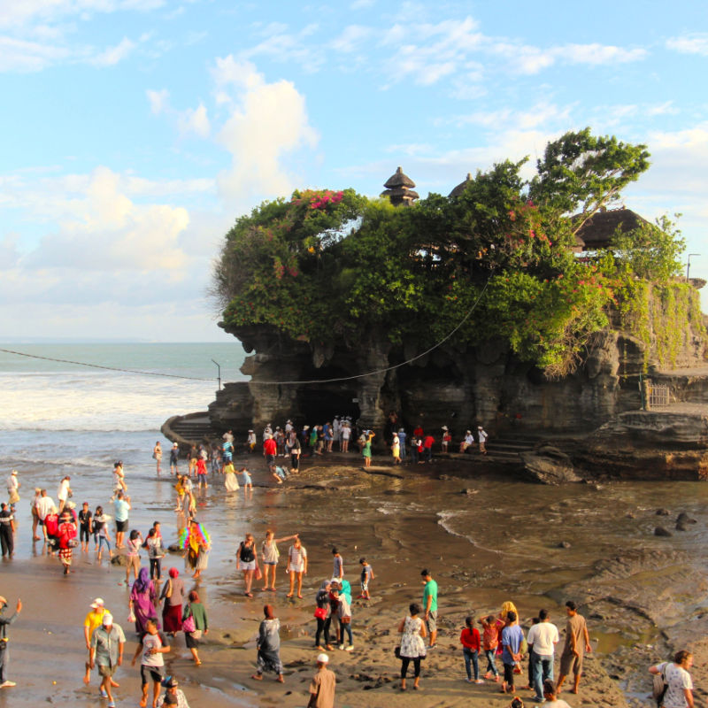 Tourists at Tanah Lot Temple