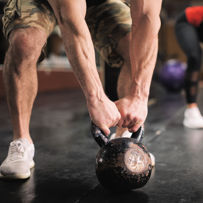 Tourists in Gym Workout Kettlebell in Bali