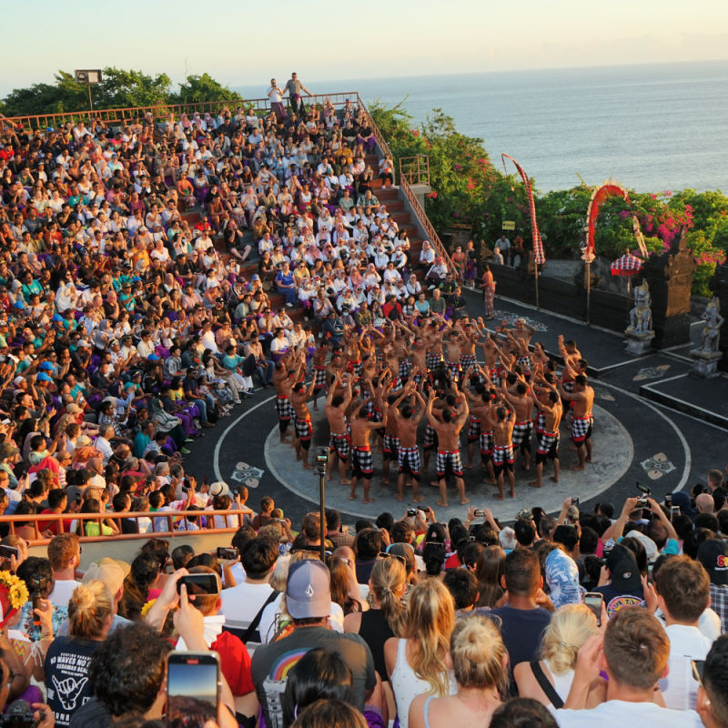 View of Kecak at Uluwatu Temple in Bali
