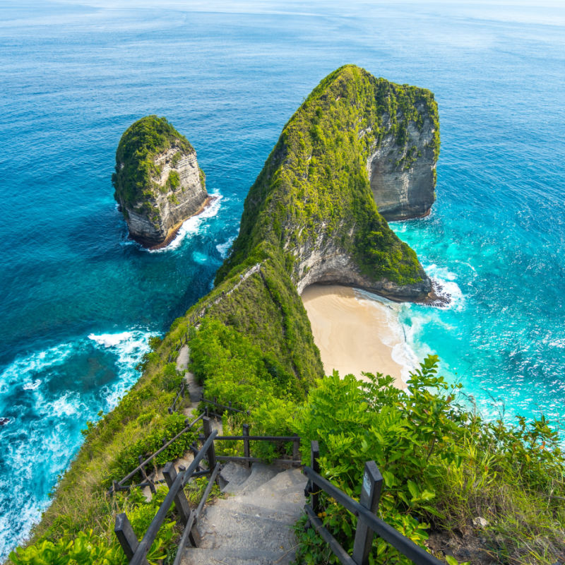 View of Kelingking Beach in Bali's Nusa Penida