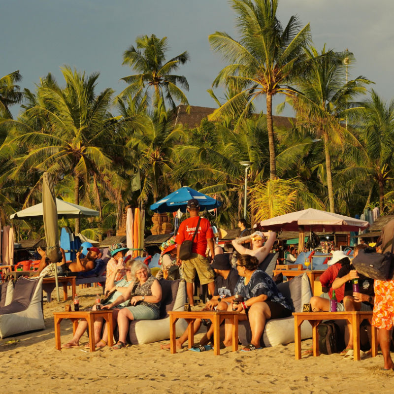 View of Tourists On Bali Beach