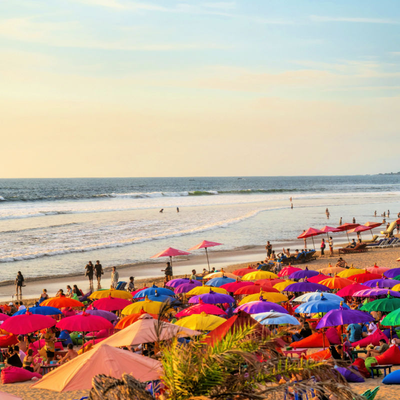 Umbrellas on Seminyak Beach in Bali
