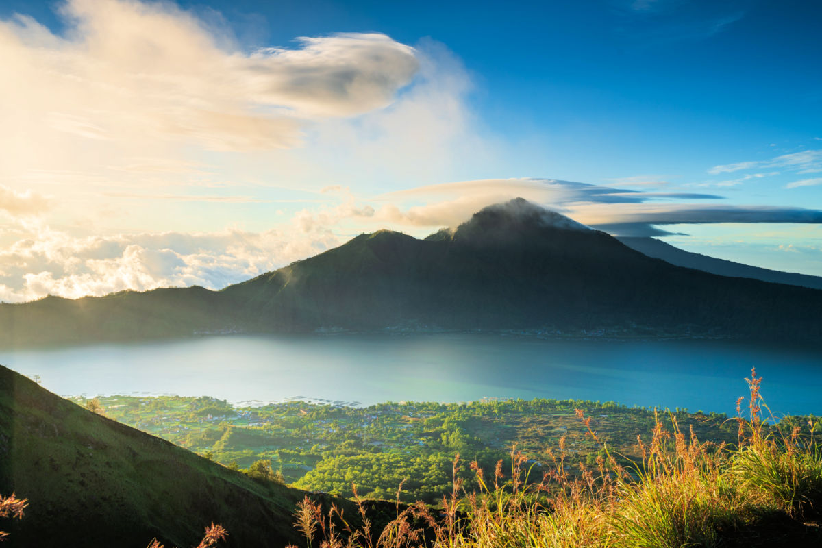  View from Kintamani of Lake Batur and Mount Abang and  Trunyan Hill in Bali.jpg