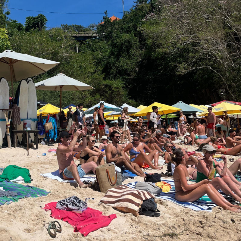 Tourist on Padang Padang Beach in Uluwatu Bali