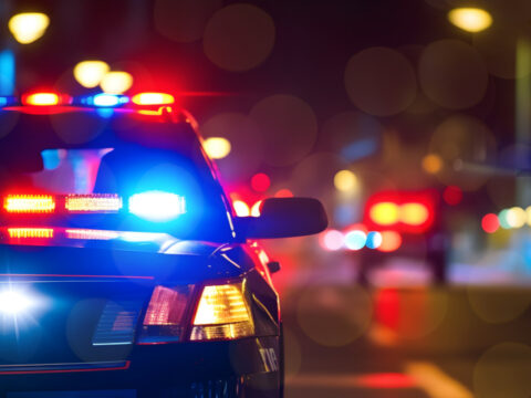 Police Car in Bali At Night